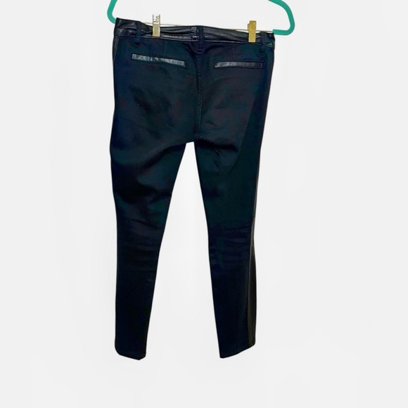 Tory Burch black vegan leather denim jeans pants 31” 10 winter fall staple - Picture 5 of 7